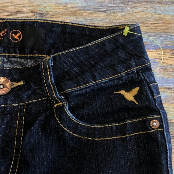 Grane Jeans Make a Statement Low Rise Flare Dark Wash Blue Womens Size 0 Junior - Picture 9 of 16